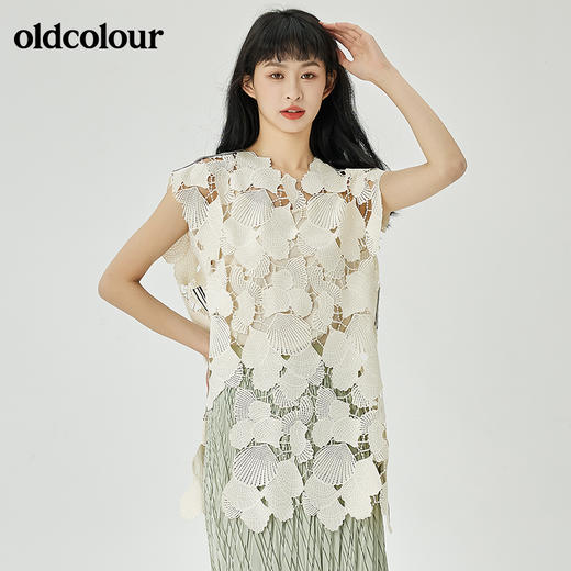 oldcolour2022夏季新品外穿搭配镂空蕾丝衫女O22031256 商品图4