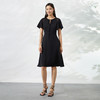 EITIE爱特爱夏季新款通勤雪纺系带黑色收腰a字连衣裙小黑裙B2207984 商品缩略图2