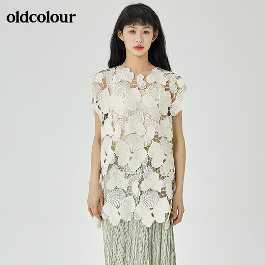 oldcolour2022夏季新品外穿搭配镂空蕾丝衫女O22031256 商品图3