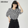 oldcolour2022夏季新品棋盘格子全棉短袖T恤女O21021170 商品缩略图1