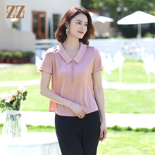 佐尔美夏季新款 桑蚕丝真丝弹力双乔衬衫女E12CS56 商品图2