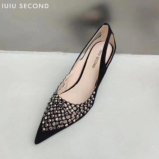 IUIU SECOND 2022夏新款绝美镂空水钻高跟鞋 商品图5