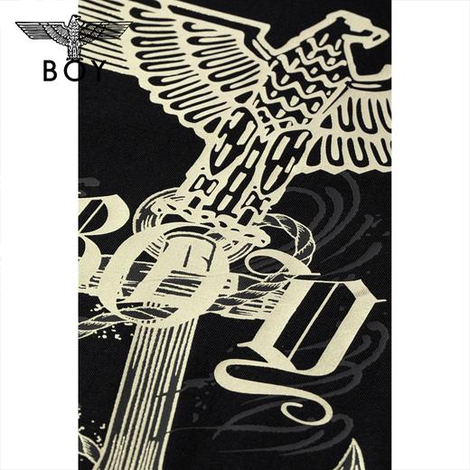 BOYLONDON短袖男女同款22春夏新品烫金老鹰黎明启航系列T恤B222N01048 商品图2