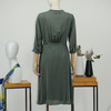 FOCALS福柯斯秋季桑蚕丝圆领七分袖修身中长款连衣裙FRRAX081GA 商品缩略图2