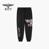 BOYLONDON卫裤男女款22夏季新品烫粉金印花潮流黑色休闲裤B222N15000 商品缩略图0