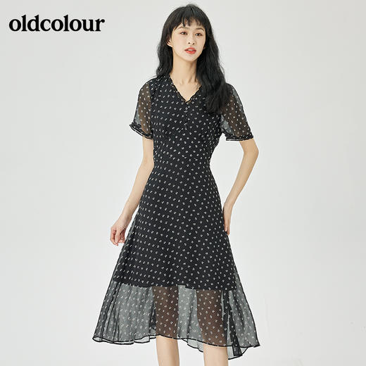 oldcolour2022夏季新品休闲通勤短袖连衣裙O21101105 商品图4