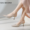 IUIU SECOND 2022夏新款经典延续珍珠水钻后空凉鞋高跟鞋U22AH11271 商品缩略图4