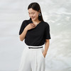 EITIE爱特爱夏季新款简约通勤v领链条装饰黑色衫上衣女B2213926 商品缩略图1