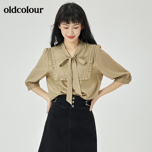 oldcolour2022夏季新品通勤简约短袖衬衫女O21012102 商品图6