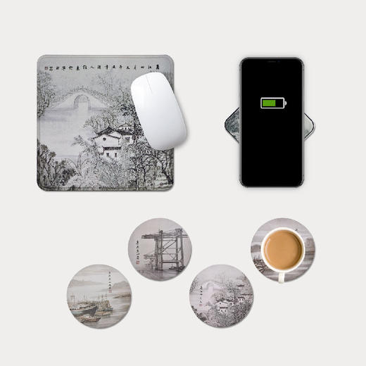 羽诗制造出品 邓维东宁波写生款鼠标垫杯垫充电宝套装艺术家元素衍生系列文创 商品图1