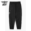 BOYLONDON工装裤男女款22夏季新品腰绳调节黑色通勤休闲裤B222N34004 商品缩略图0