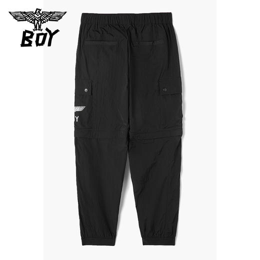 BOYLONDON工装裤男女款22夏季新品腰绳调节黑色通勤休闲裤B222N34004 商品图0