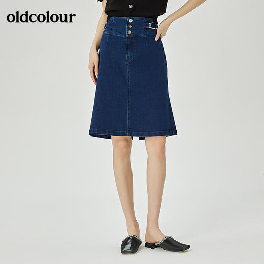 oldcolour夏季新品纯色时尚休闲通勤牛仔裙O22065228 商品图2