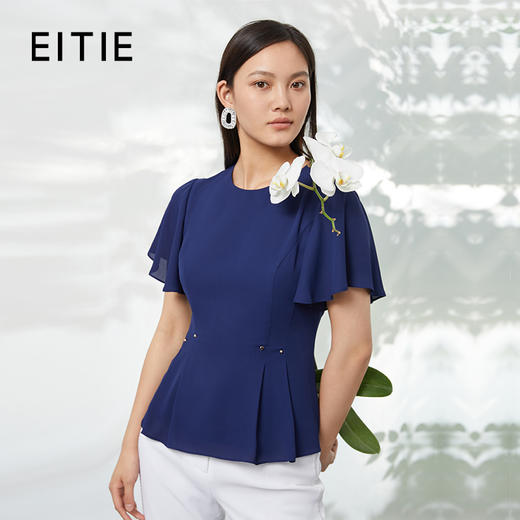 EITIE爱特爱夏季新款气质百搭显瘦经典通勤收腰T恤上衣B2213922 商品图0