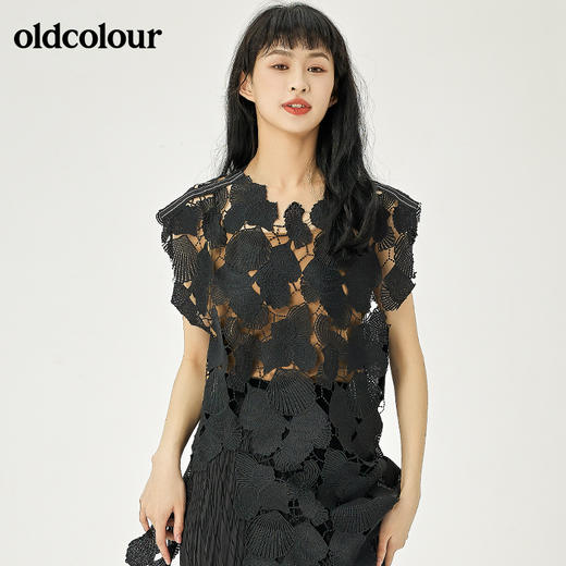 oldcolour2022夏季新品外穿搭配镂空蕾丝衫女O22031256 商品图0