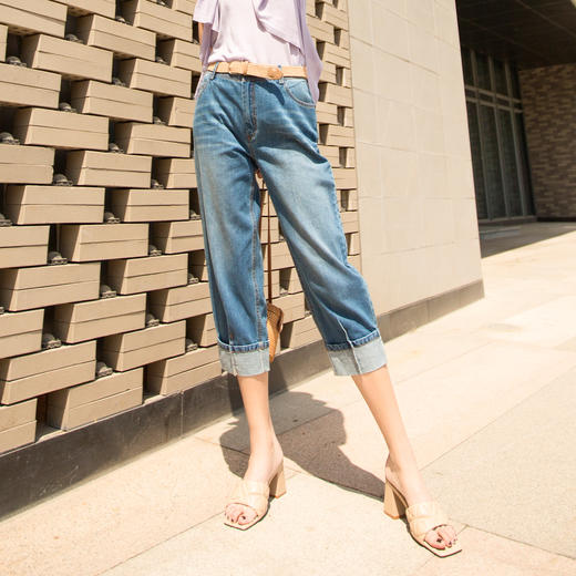 宽挽边八分牛仔裤222KZ018 商品图1