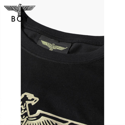 BOYLONDON短袖男女同款22春夏新品烫金老鹰黎明启航系列T恤B222N01048 商品图4