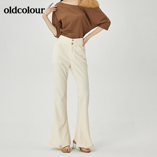 oldcolour夏季新品纯色设计感修身喇叭裤女O22073266 商品图3