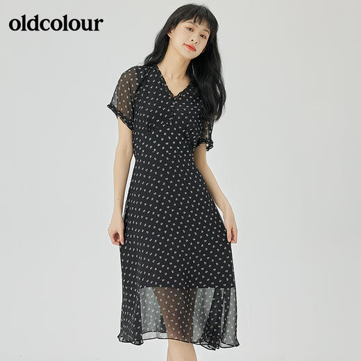 oldcolour2022夏季新品休闲通勤短袖连衣裙O21101105 商品图1