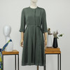 FOCALS福柯斯秋季桑蚕丝圆领七分袖修身中长款连衣裙FRRAX081GA 商品缩略图0