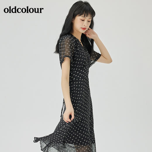 oldcolour2022夏季新品休闲通勤短袖连衣裙O21101105 商品图3