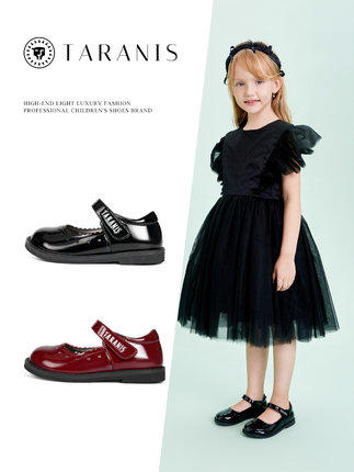泰兰尼斯春季新款女童鞋儿童公主鞋黑色复古单鞋校园演出鞋小皮鞋 商品图0