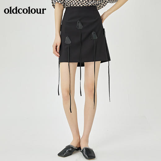 oldcolour夏季新品纯色设计感短裙女O23061365 商品图6