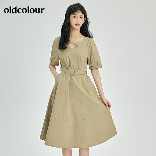 oldcolour夏季新品简约设计感收腰显瘦时尚通勤连衣裙O23101355 商品图4