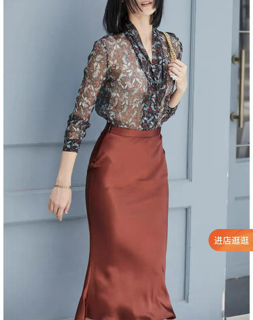 “蝶恋花”100%真丝衬衫 若隐若现优雅温婉女人味 J8132485C（四季可穿）颈袖添香 商品图7