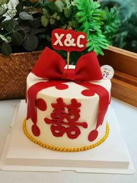 翻糖蝴蝶结喜奶油蛋糕 下单前请仔细阅读商品详情