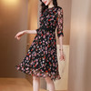 时尚碎花重磅真丝连衣裙，新款收腰显瘦桑蚕丝名媛气质连衣裙SS-L210311 商品缩略图0