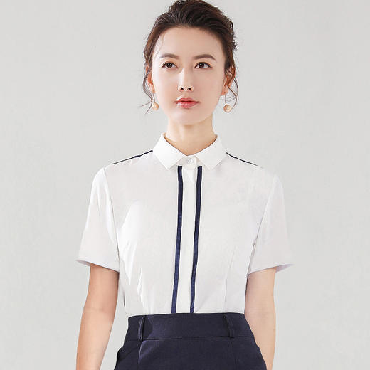 夏季白色短袖职业衬衫新款时尚女士衬衣工作服休闲韩版上衣OL 商品图1