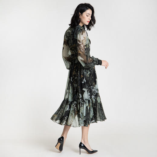 LIZZY 法式浪漫印花小V领灯笼袖大摆连衣裙（配二条腰带）7592 商品图3