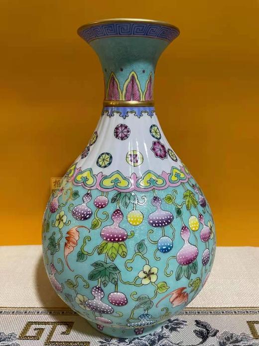 黄辉波：天蓝釉扒花葫芦纹玉壶春瓶 商品图0