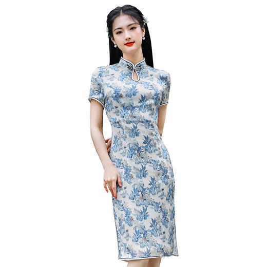 改良版复古优雅年轻款镂空中国风印花旗袍连衣裙 YSD05119 商品图4