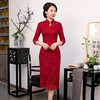 QQX-新款中袖妈妈宴会礼服中长款婚宴喜婆婆旗袍连衣裙 商品缩略图0