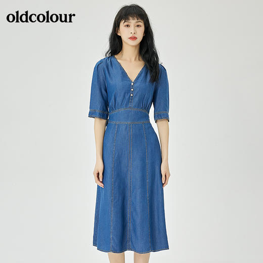 oldcolour2022夏季新品休闲通勤牛仔连衣裙O24107403 商品图2