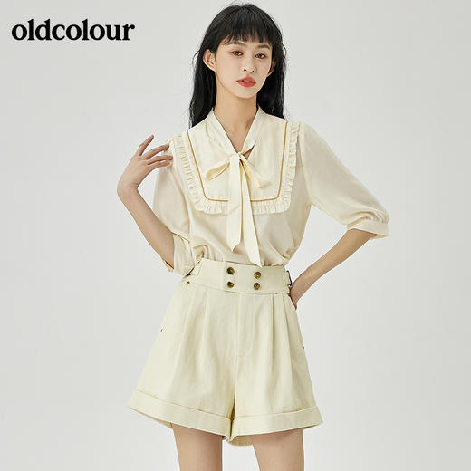 oldcolour夏季新品休闲简约牛仔短裤女O25071537 商品图4