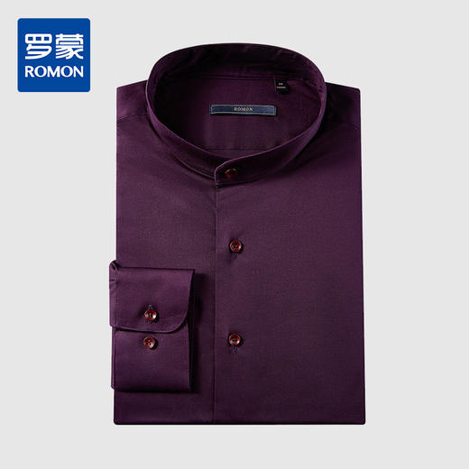 【纯棉微弹力】罗蒙春夏男装立领长袖衬衫男士正装商务通勤爸爸装立领衬衣男 商品图2