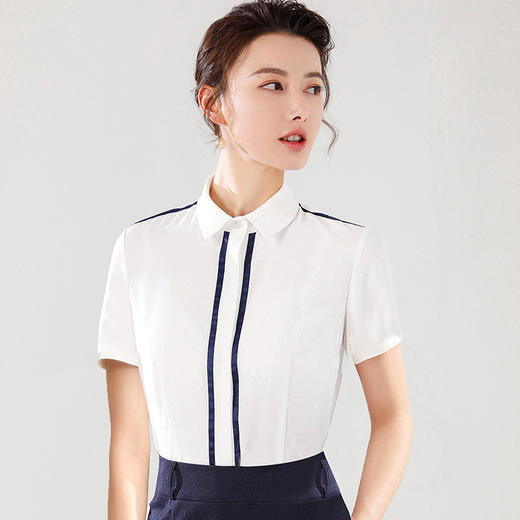 夏季白色短袖职业衬衫新款时尚女士衬衣工作服休闲韩版上衣OL 商品图0