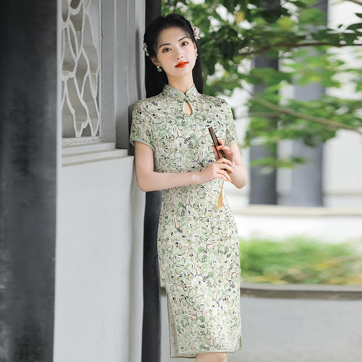 改良版复古优雅年轻款镂空中国风印花旗袍连衣裙 YSD05119 商品图2
