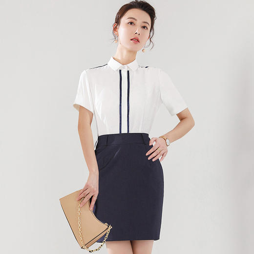 夏季白色短袖职业衬衫新款时尚女士衬衣工作服休闲韩版上衣OL 商品图2