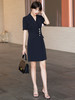 黑色短袖西装连衣裙女夏装新款高级感气质职业通勤裙子 商品缩略图3