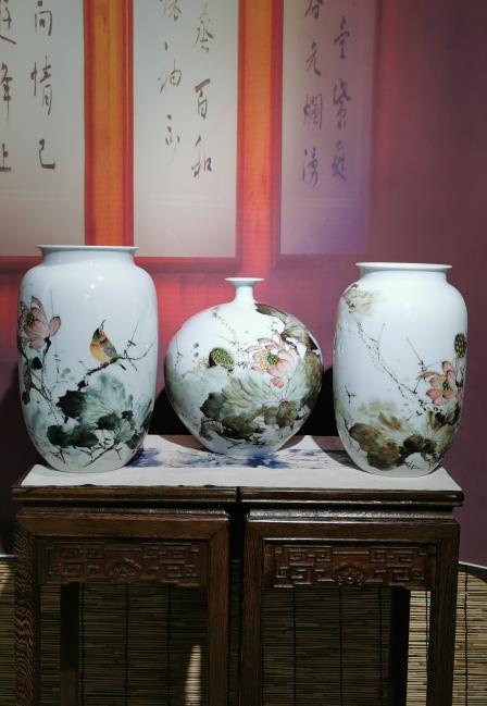 徐建明：釉中彩和为贵三件套 商品图0