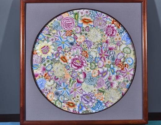 粉彩描金金地万花瓷板 商品图0