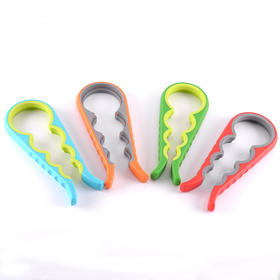 软胶四合一开罐器 家用软胶防滑开瓶器 创意多功能 厨房工具 颜色随机