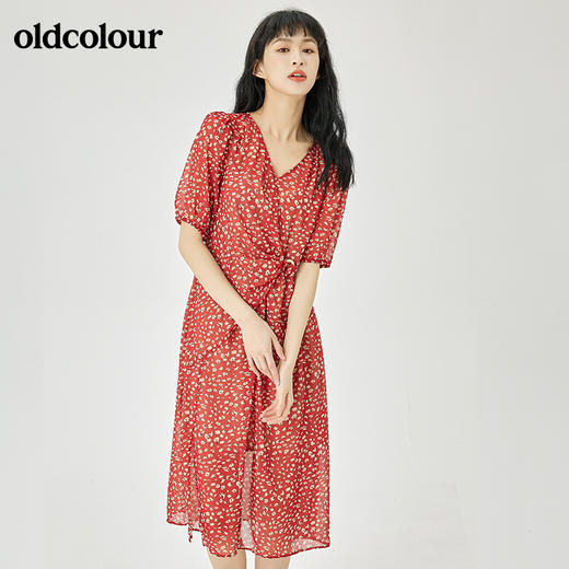 oldcolour2022夏季新品通勤气质碎花连衣裙O23101304 商品图4