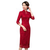 QQX-新款中袖妈妈宴会礼服中长款婚宴喜婆婆旗袍连衣裙 商品缩略图4