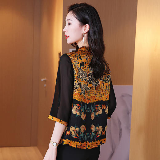 HRFS-SNQ22-31夏季桑蚕丝时尚气质印花衬衫 商品图2