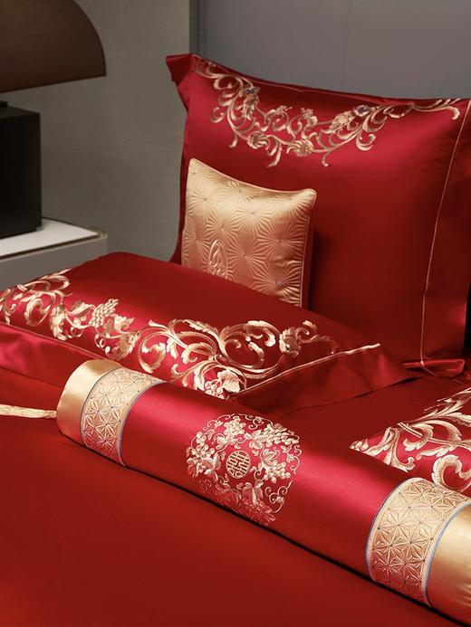 【6F】罗卡芙/惠谊奢华喜庆婚典婚庆红色锦缎凤凰刺绣九件套 天作之合 商品图1
